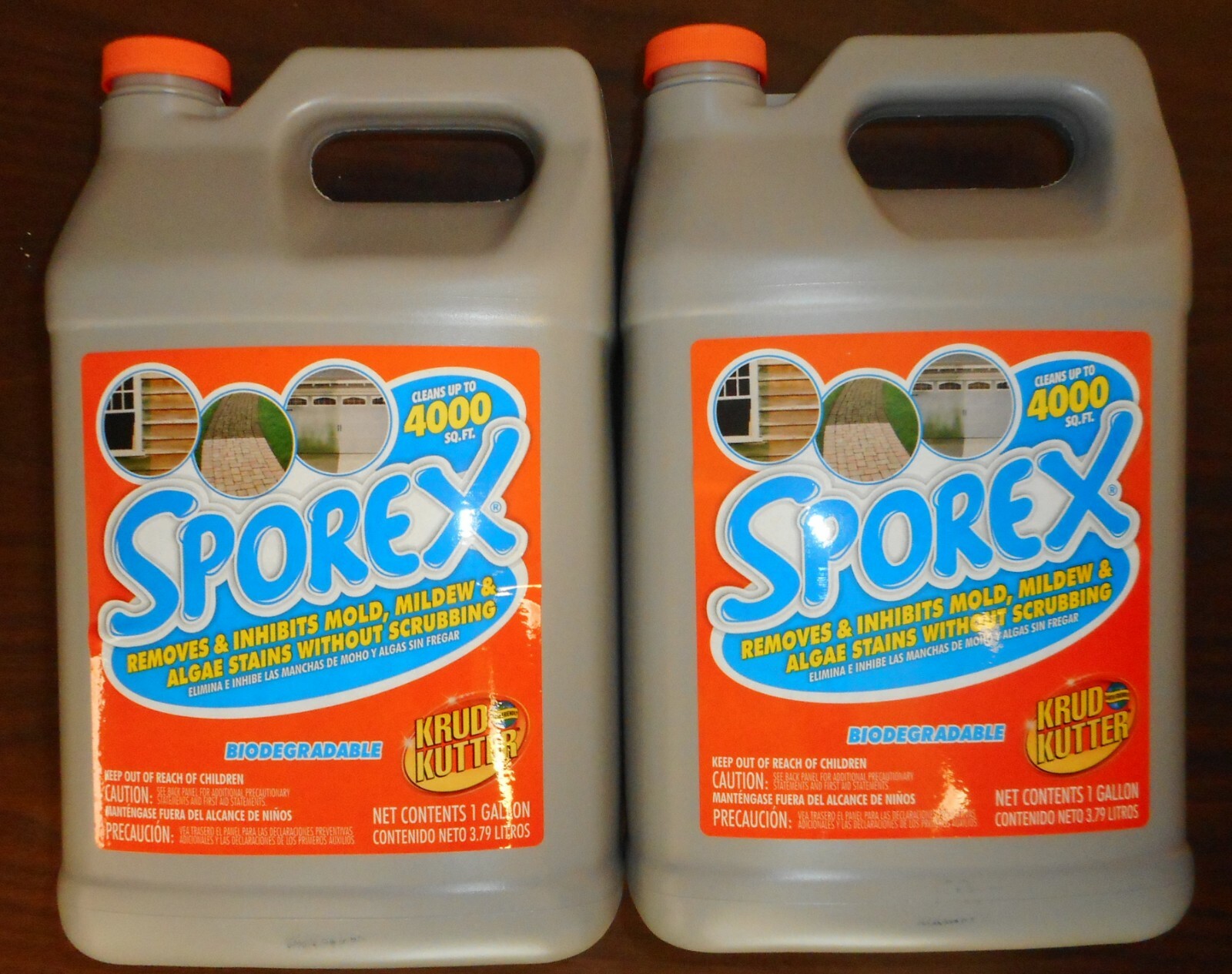 LOT OF 2 – KRUD KUTTER SPOREX BLEACH-FREE OUTDOOR CLEANER 1 GALLON EACH