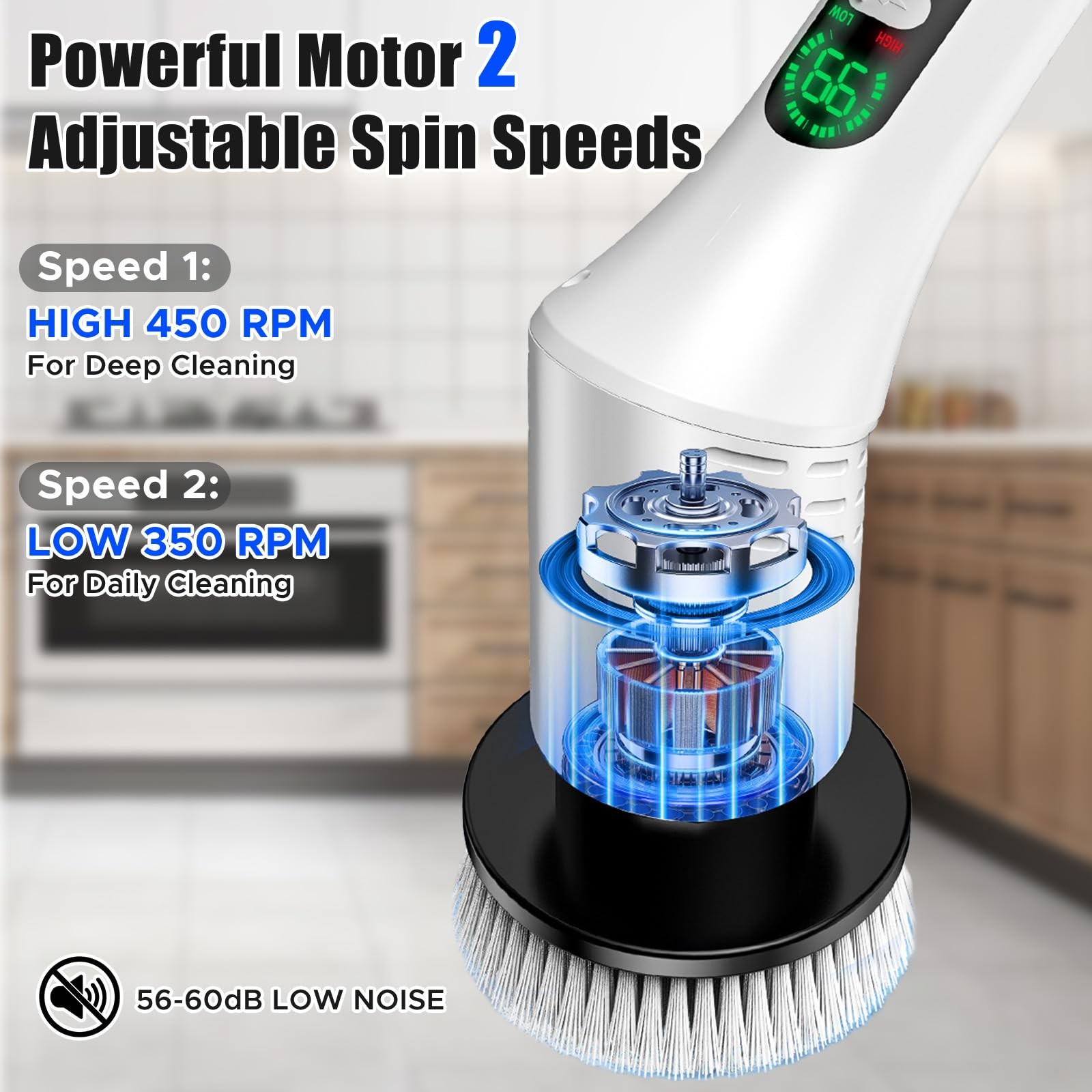 Electric Spin Scrubber, Bathroom Scrubber, Cordless Shower Cleaner Brush, 9 R…