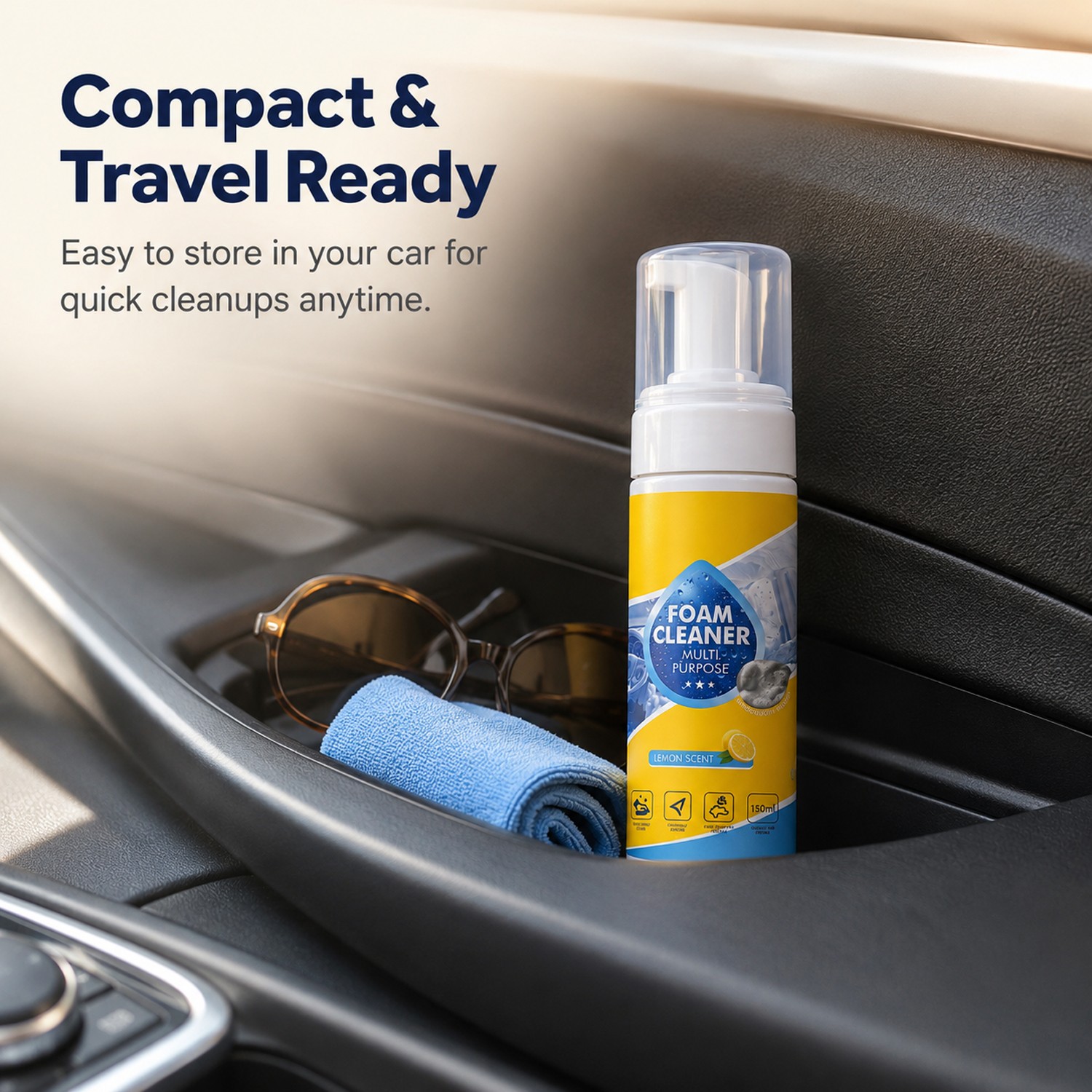New 4-in-1 Multi-Enzyme Foam Cleaner, All-Purpose Spray 5oz with Sponge & Towel