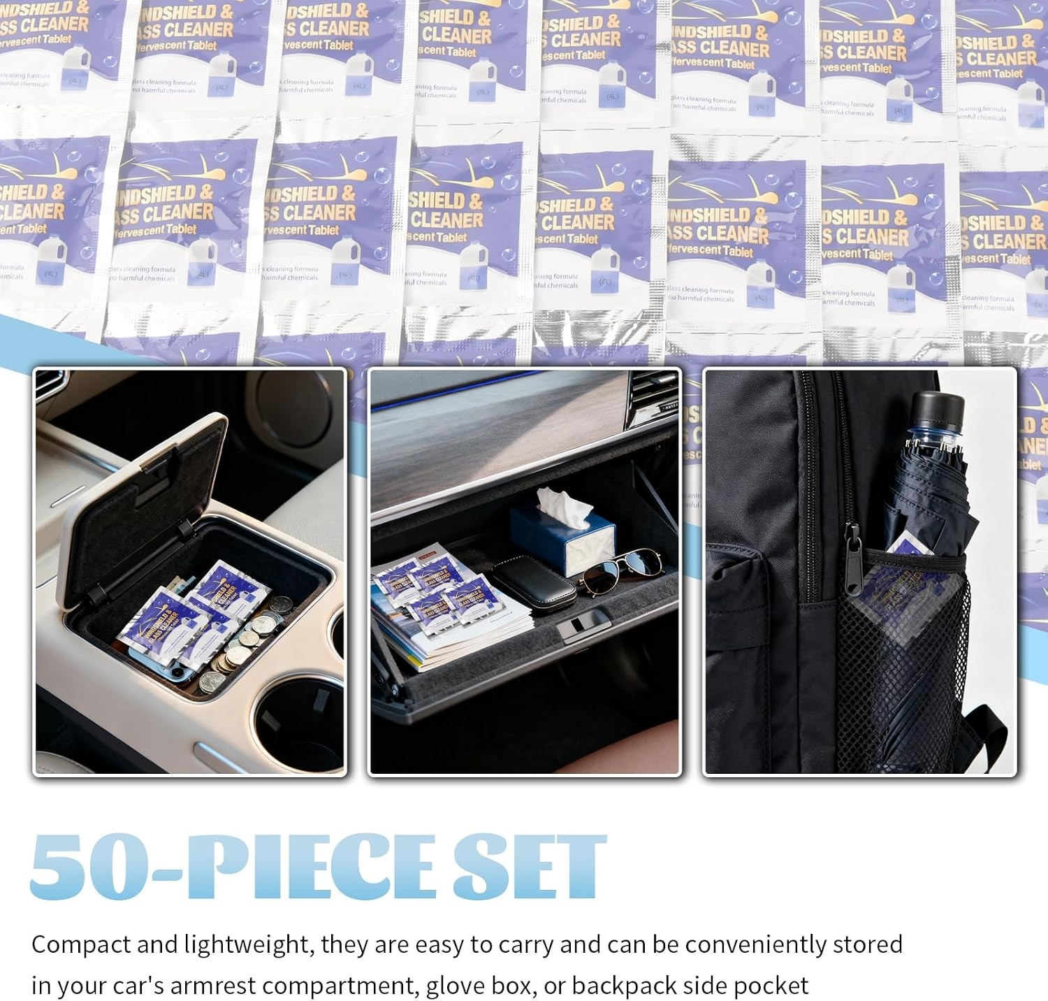 50PCS Car Windshield Washer Tablets Concentrated Effervescent Fluid Universal