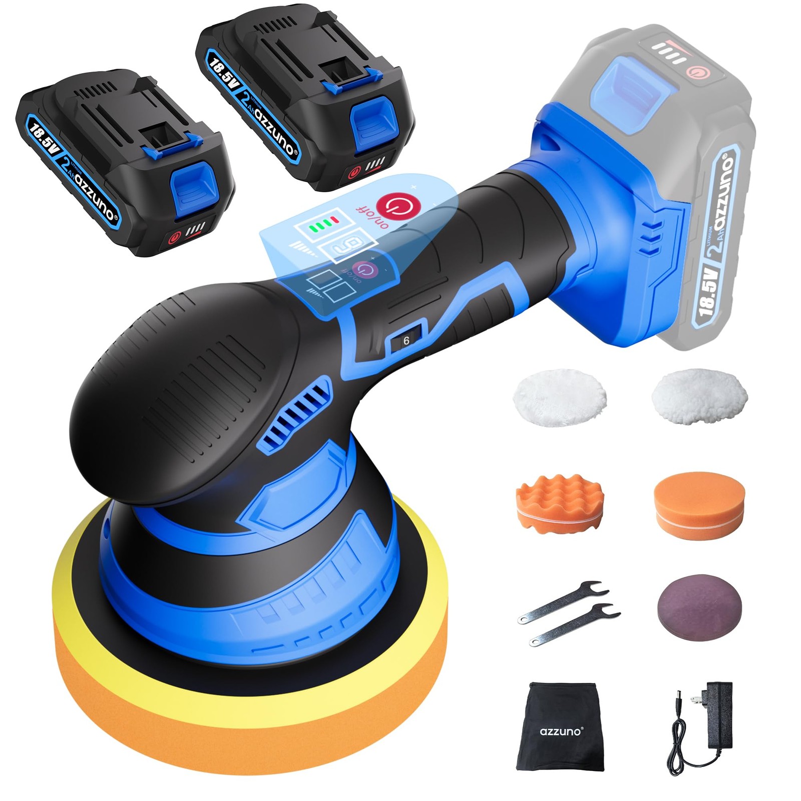 Cordless 6-Inch Car Polisher Kit with 2 Batteries, 6 Speeds & Scratch Removal