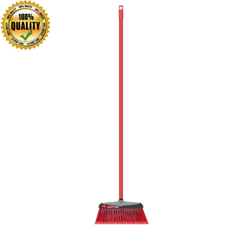 Heavy Duty Plastic Broom Large Sweeping Capacity Long Metal Handle Fine Bristles