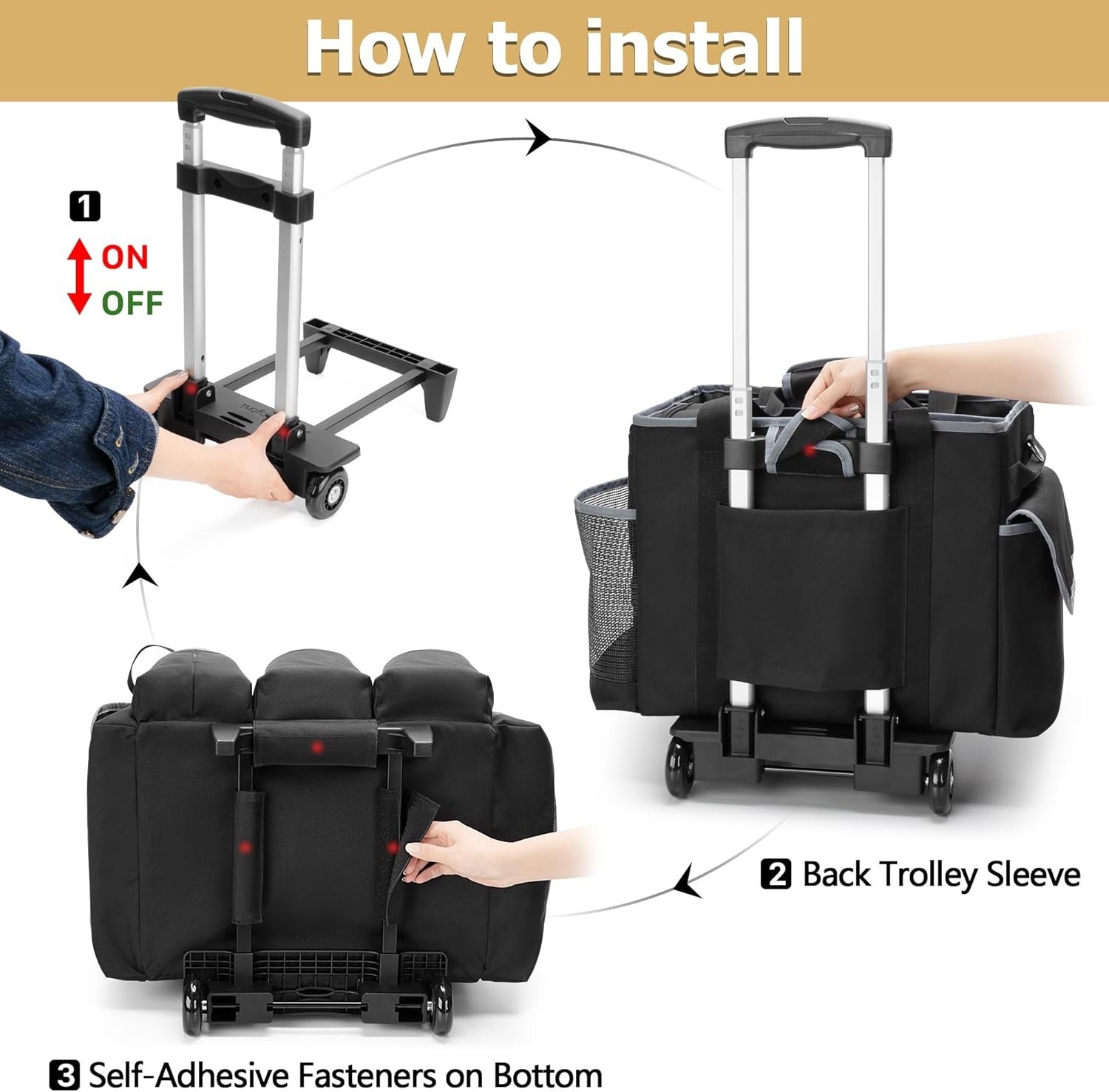 Luxury Cleaning Caddy with Detachable Trolley & Shoulder Strap – 16×11.8×13 inch