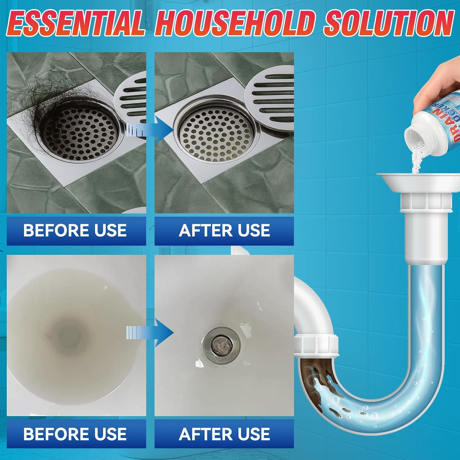 Drain Clog Remover, 260G Sink Drain Cleaner, Powerful Pipeline Dredging Agent