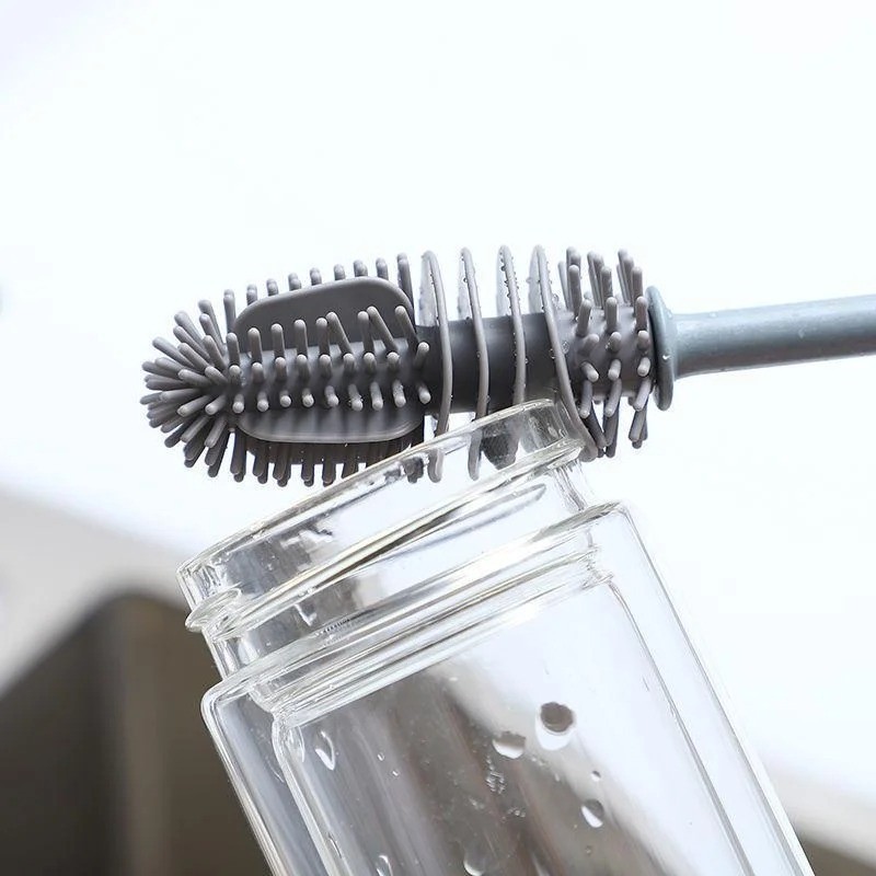 Long Handle Silicone Bottle Brush Cup Glass Cleaner Kitchen Tool