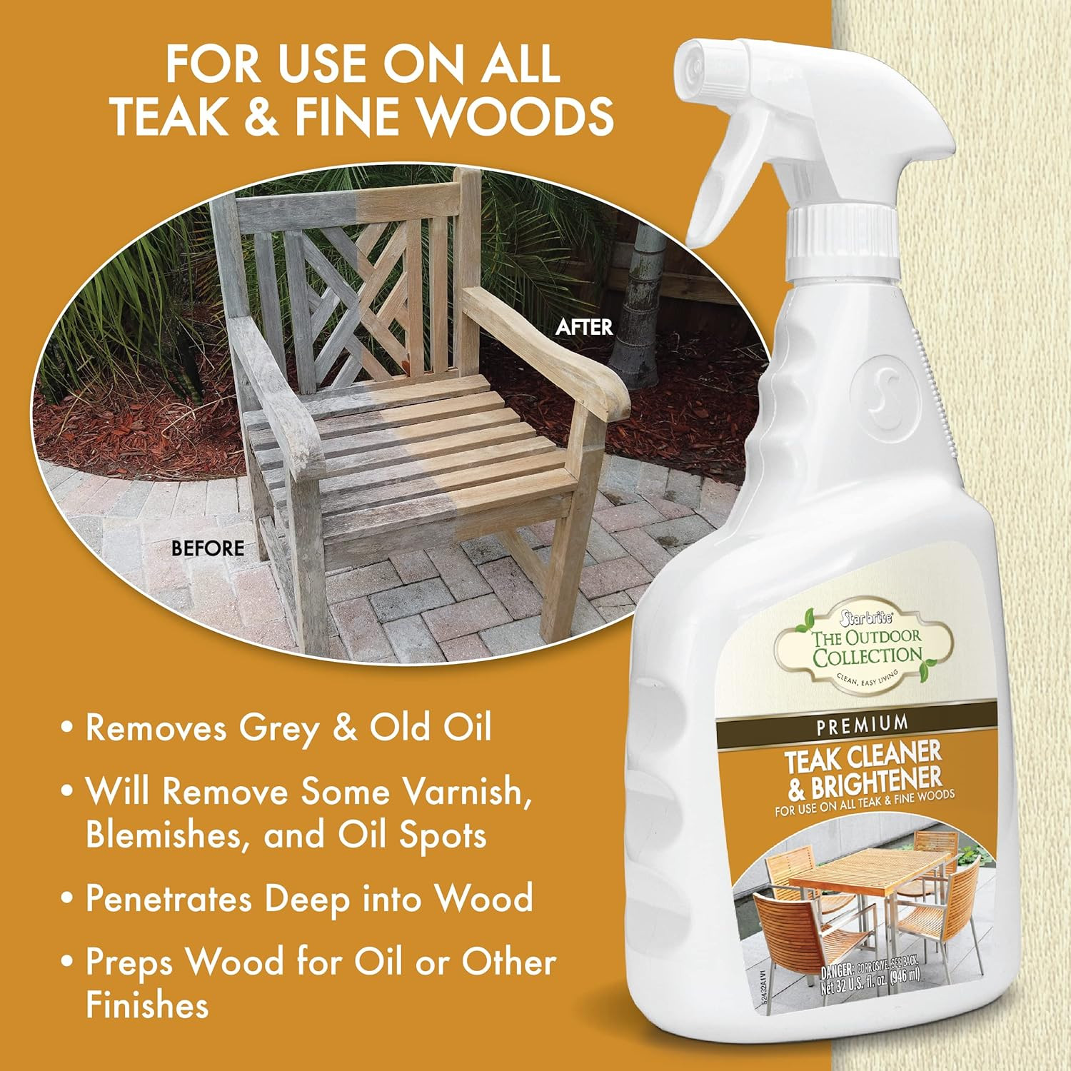 the Outdoor Collection Teak Cleaner & Brightener – 16 OZ