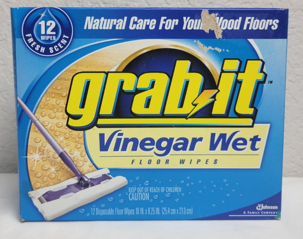Pledge Grab It Vinegar Wet Floor Wipes Box of 12 Natural Care for Wood Sealed