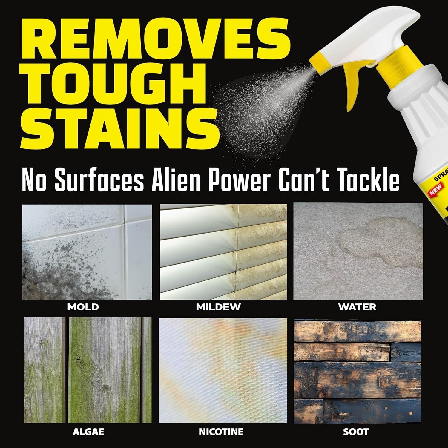 Alien Power Stain Remover Kit – Mold, Mildew and Grout Cleaner With Spray Bottle