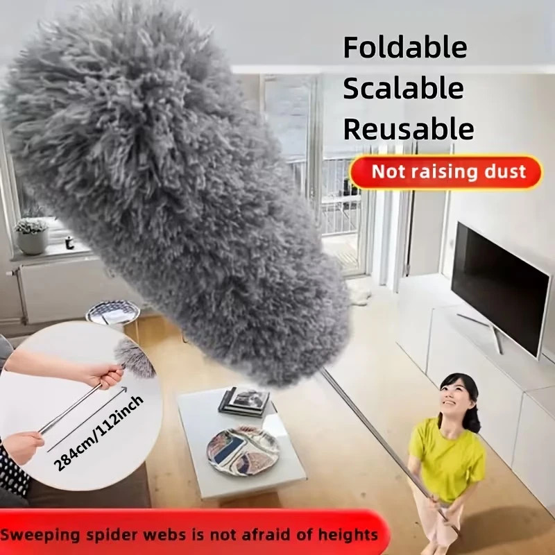 Extendable Microfiber Duster Wand, 284Cm/112In – Flexible, Retractable Pole for
