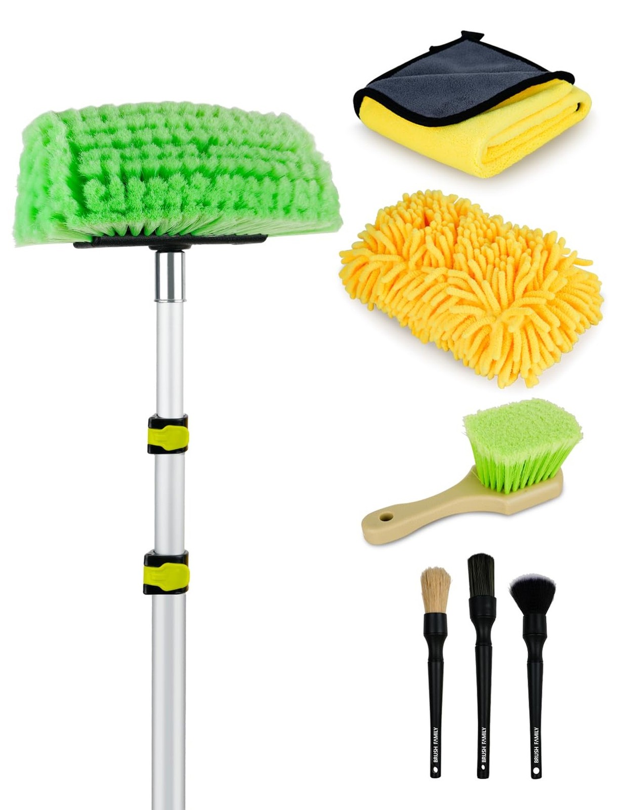 3-10ft Car Wash Brush with Long Handle, Car Cleaning Kit with Aluminium Teles…