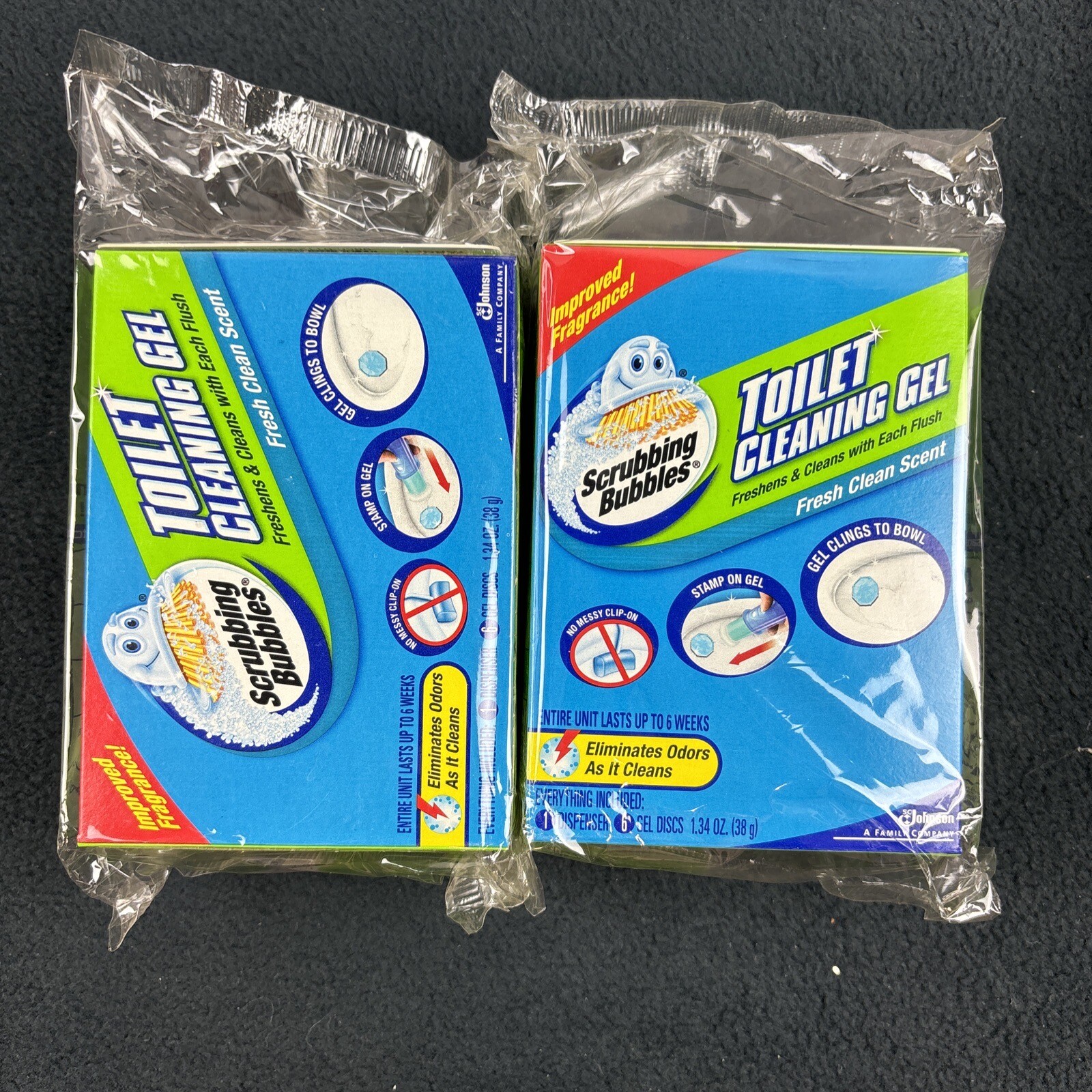 2X Scrubbing Bubbles Toilet Cleaning Gel Fresh Clean Dispenser w/12 Total Discs!