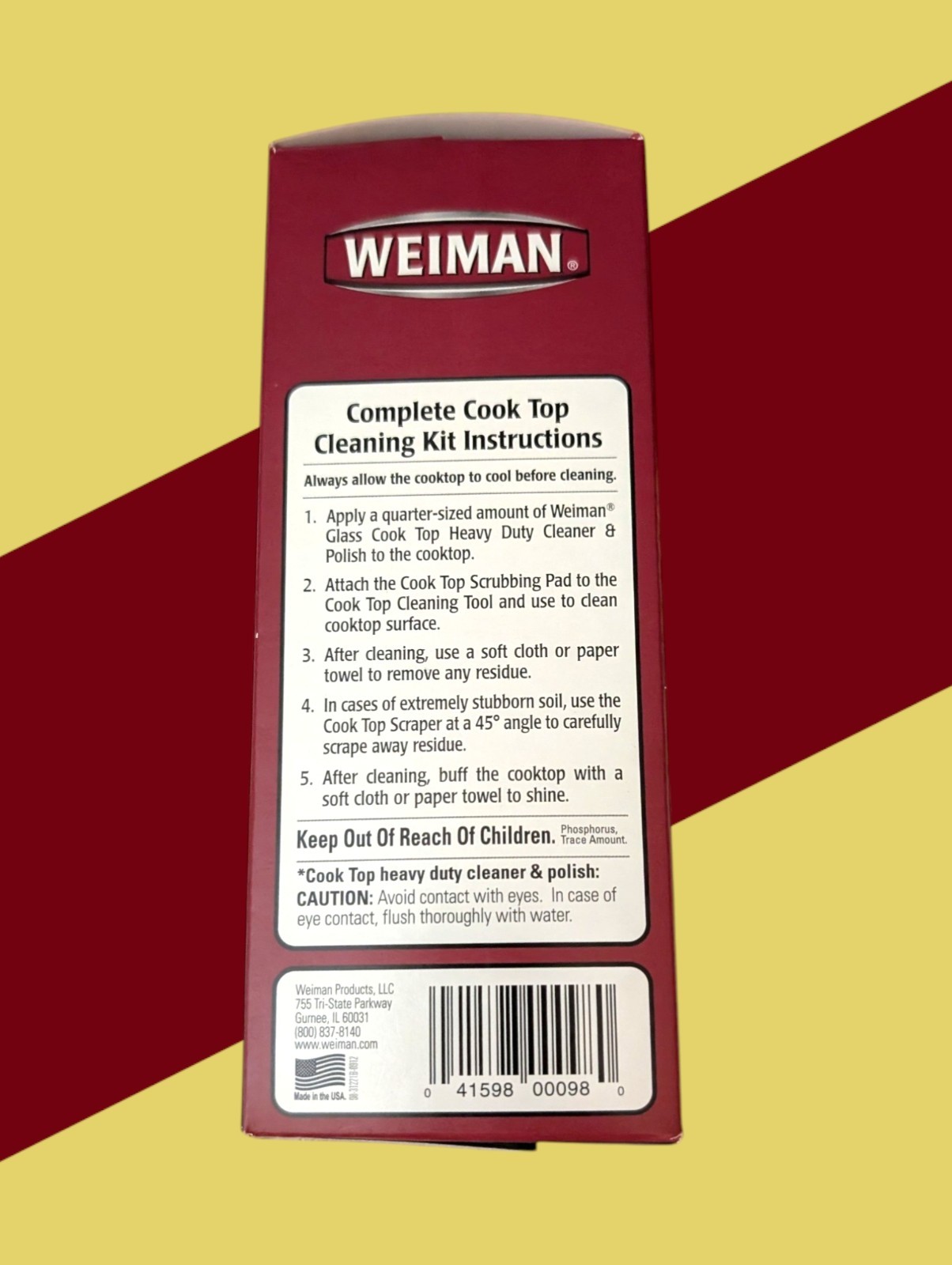 WEIMAN Complete Cook Top Cleaning Kit CLEANER & POLISH Scrubbing Pad Scraper