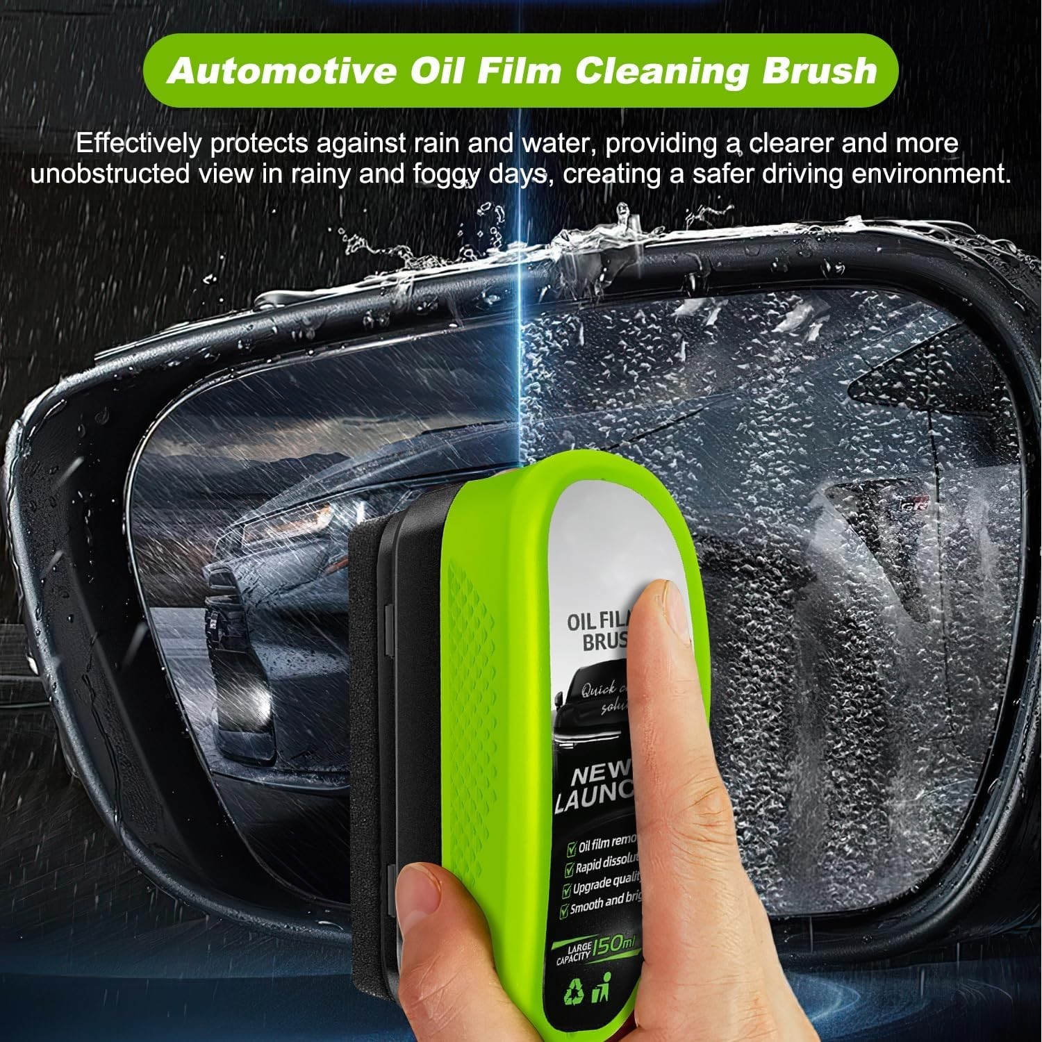 2025 New Automotive Oil Film Cleaning Brush, Clear Vision Glass Cleaner, 2 PACK