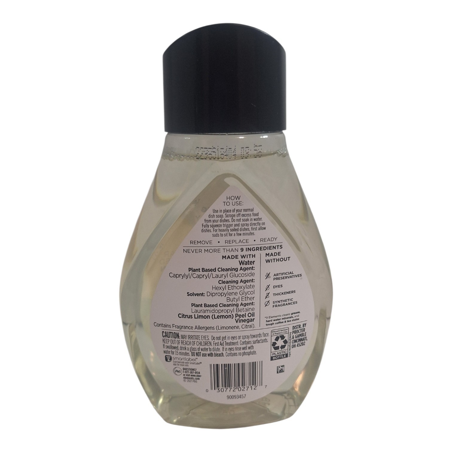 9 Elements Foaming Dish Spray Lemon Scent Refill 16 fl oz New