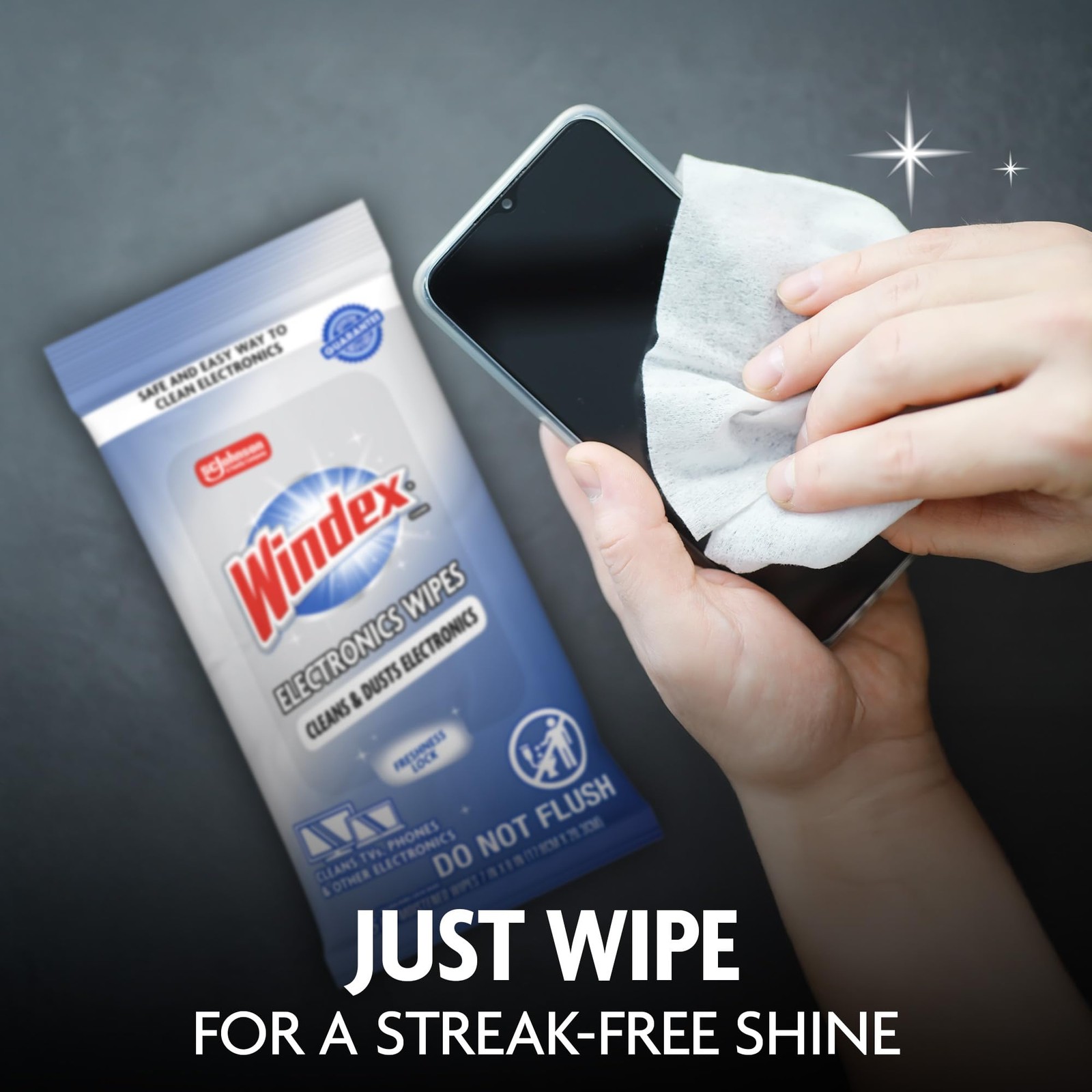 Windex Electronic Cleaning Wipes 75CT | Pre-moistened Streak Free