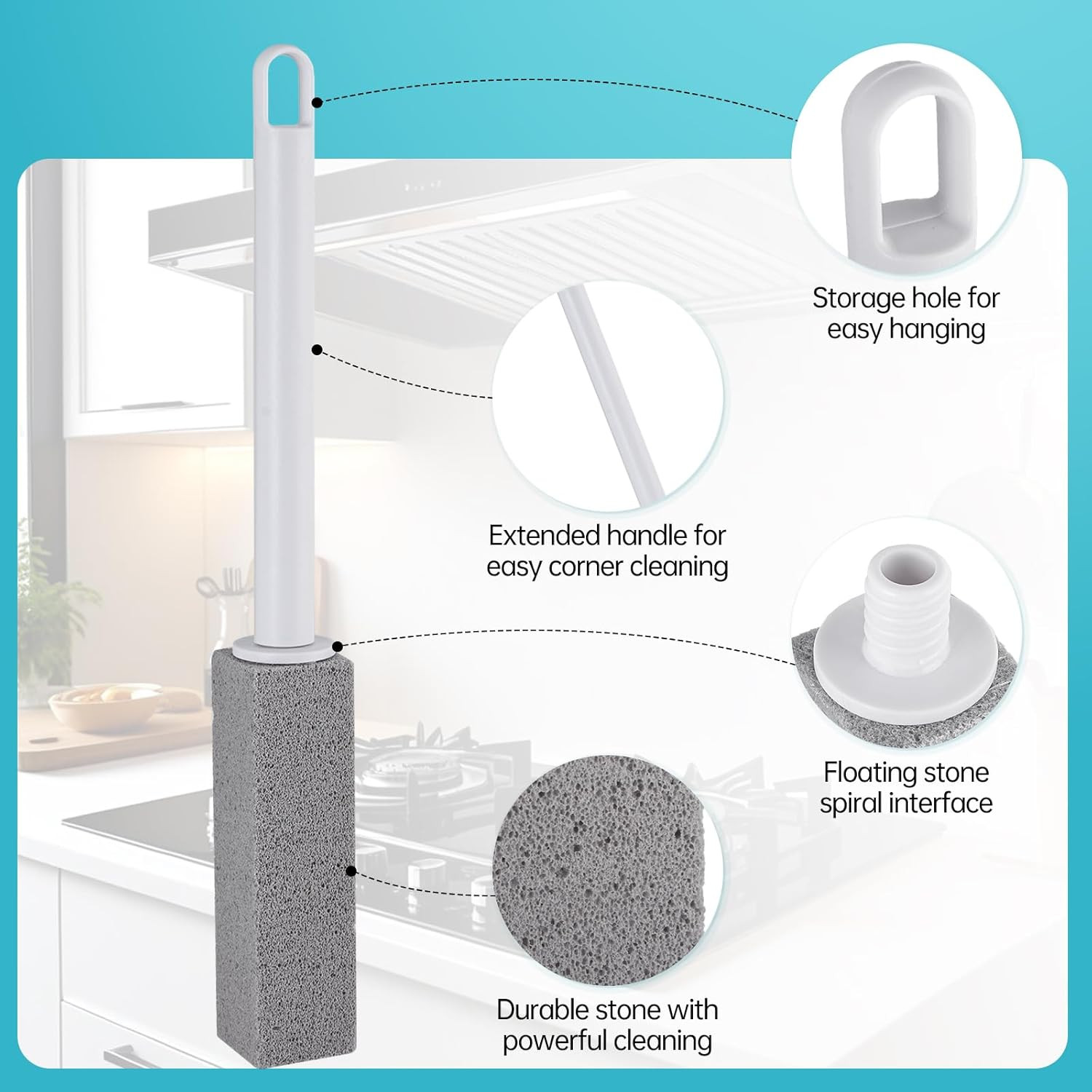 Pumice Stone for Cleaning Stove, 3 Packs Pumice Stone with Handle, Freely Tri…