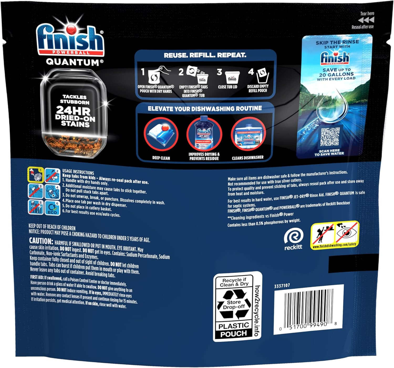 Quantum Dishwasher Pods, No Pre-Rinse Dishwasher Detergent Soap Removes 24HR Dri