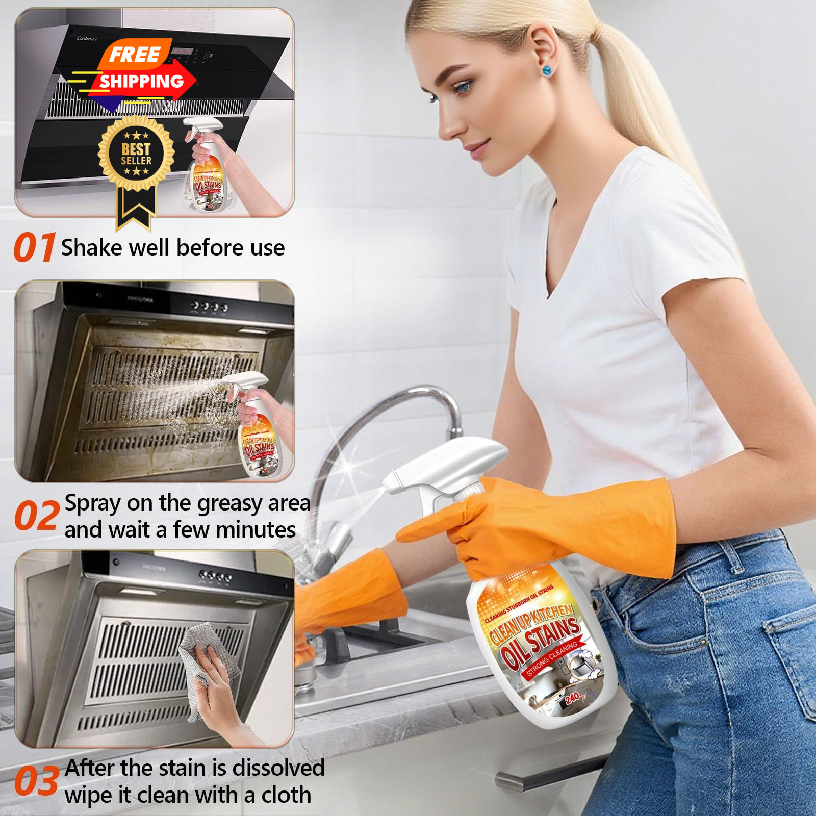 New Upgrade Kitchen Cleaner, Clean Up Oil Stains Spray,…