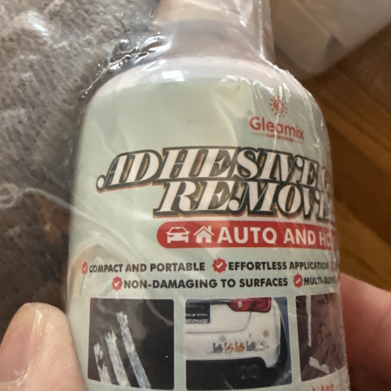 Gleamix Adhesive Remover~4.0 fl oz Sticker Remover Spray w/ Scraper & Towel~NIP