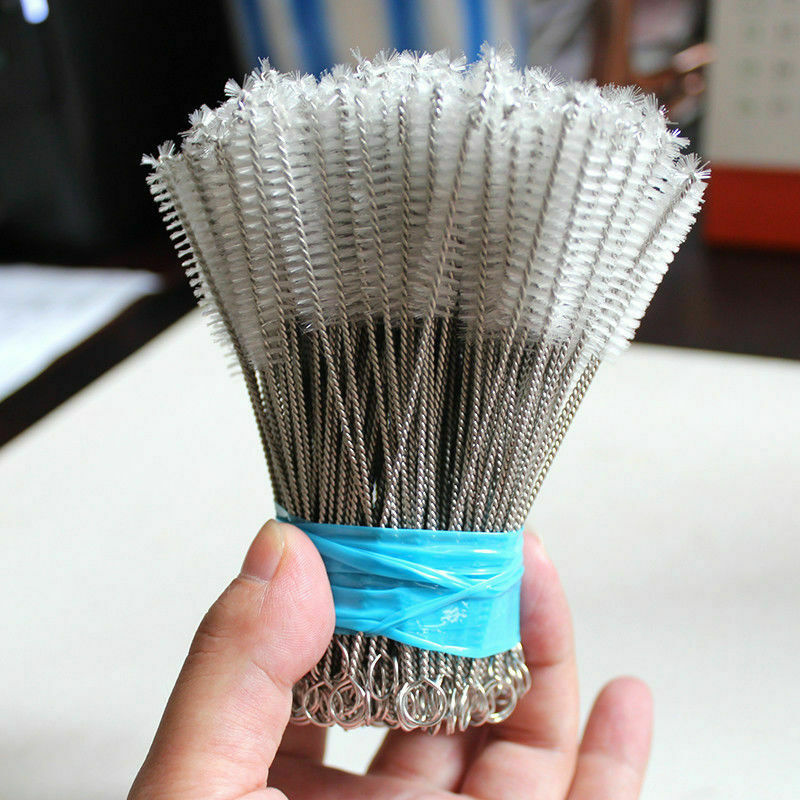 100Pcs Nylon Stainless Steel Cleaner Cleaning Brush for Tobacco Pipe Airbrush