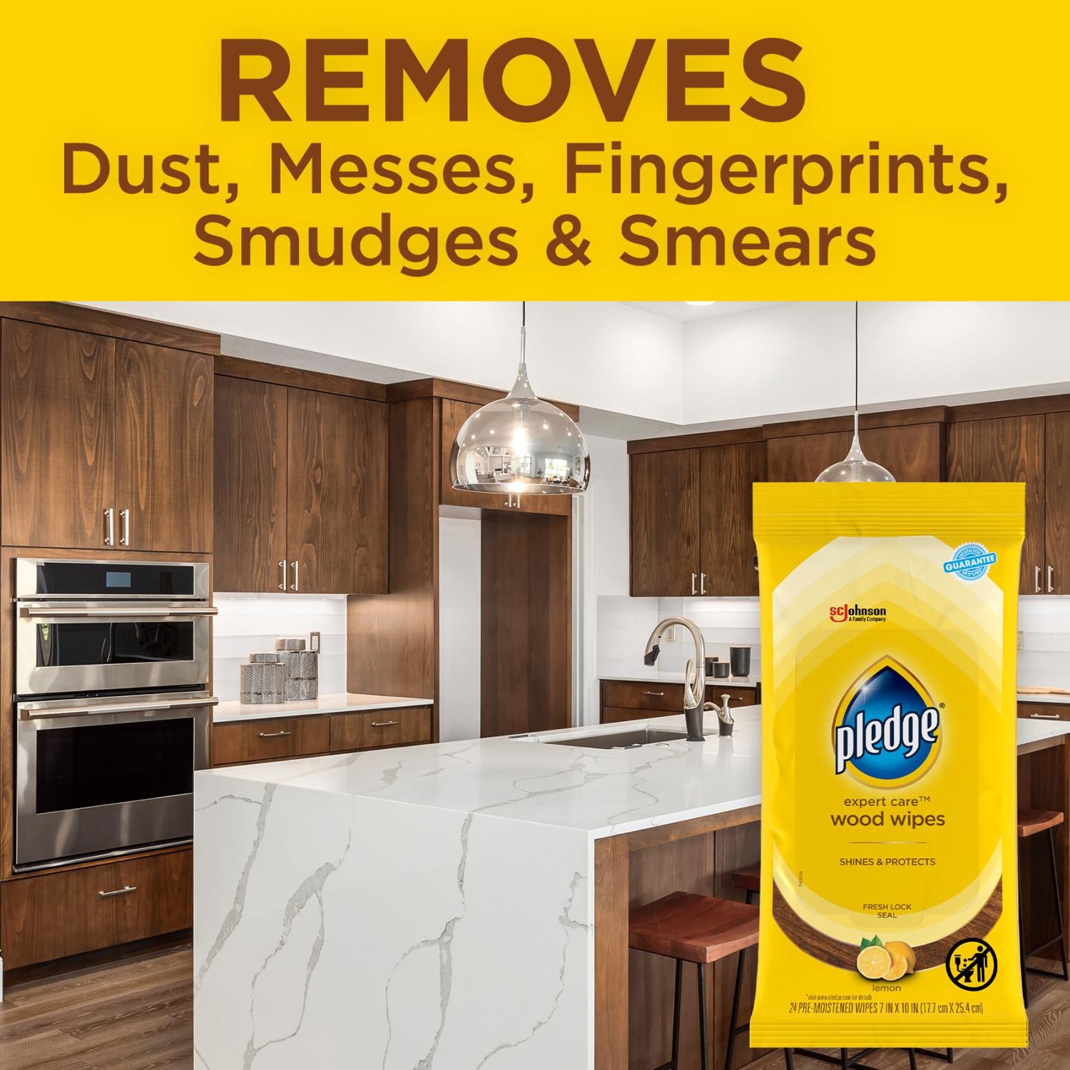 Pledge 72807 Lemon Scented Pre-Moistened Cloth Wipes 7 x 10 in. 24 ct