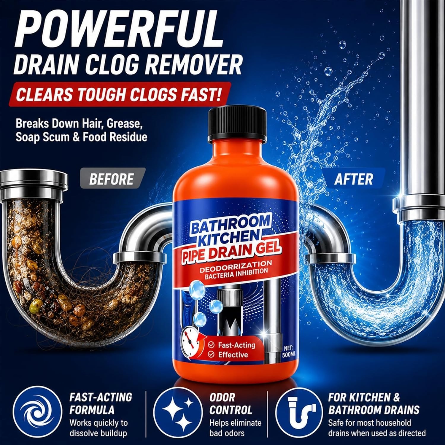 Drain Clog Remover, Liquid Plumber Drain Cleaner, Sink Cleaner, Pipe Cleaners(2