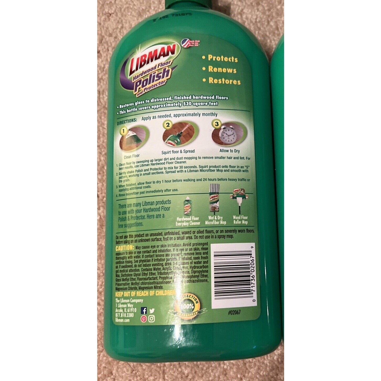 Libman Hardwood Floor Polish And Protector- 2 Pk 64 Oz Total