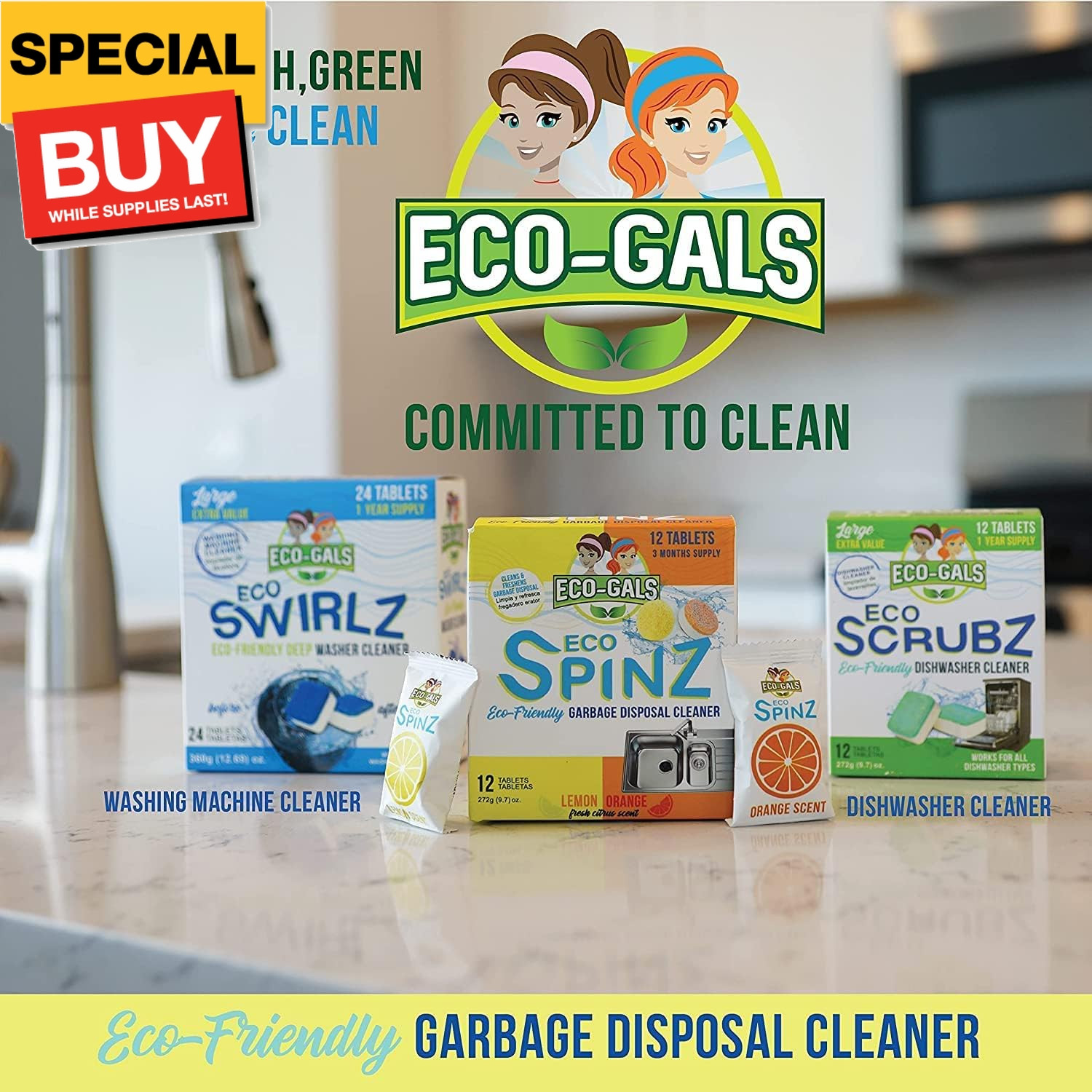 Eco Swirlz Washing Machine Cleaner For Top and Front Load Washers 1 box of 24 Ta