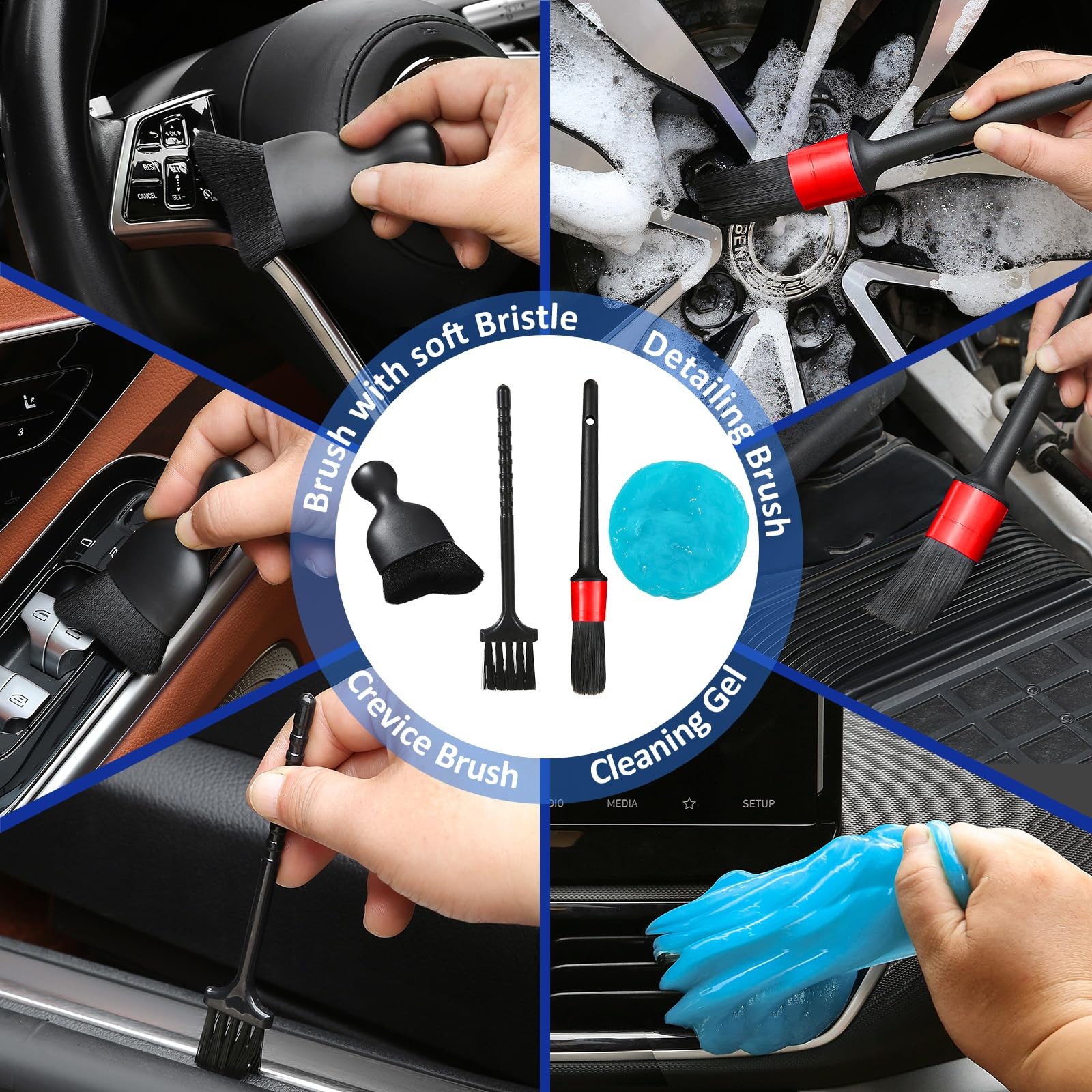 Windshield Cleaner Tool Kit with Microfiber Pads, Spray Bottle & Extendable