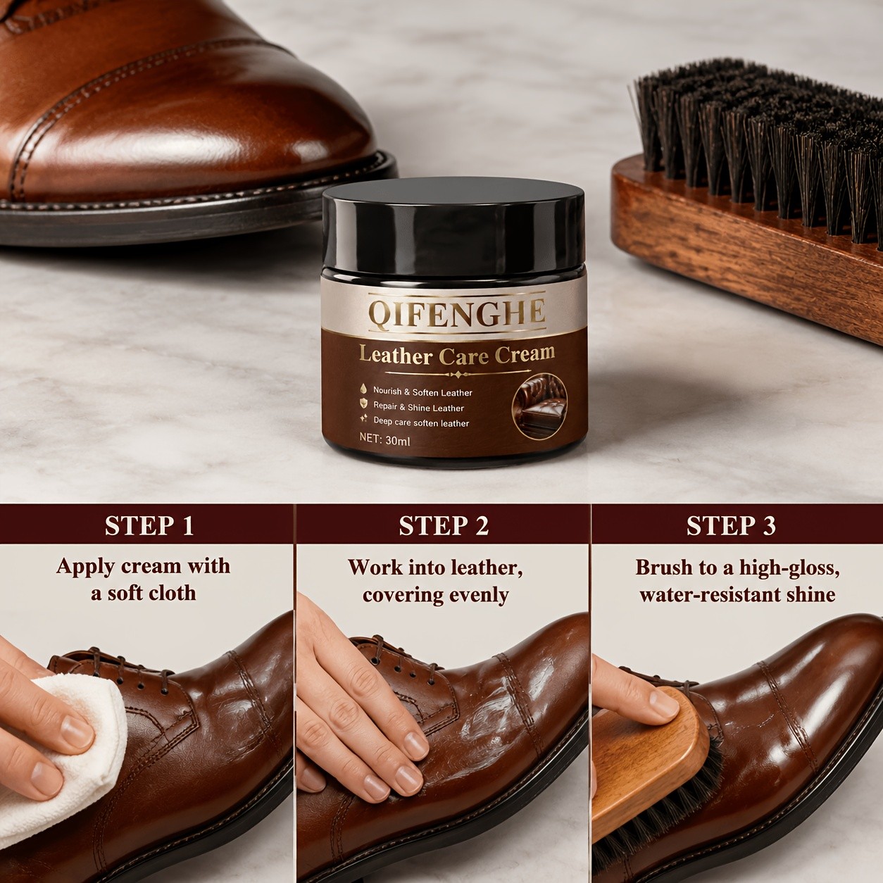 Leather Polish Care Cream, Leather Nourishing Restorer for Furniture, Car Seats,