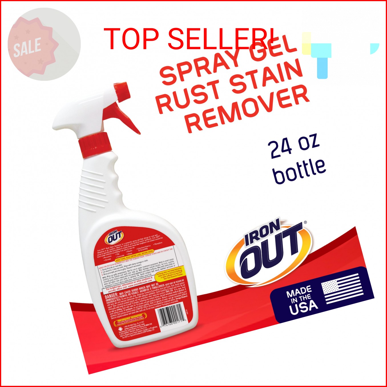 Iron OUT Rust Stain Remover Spray Gel, Remove Rust Stains in Bathrooms, Kitchens