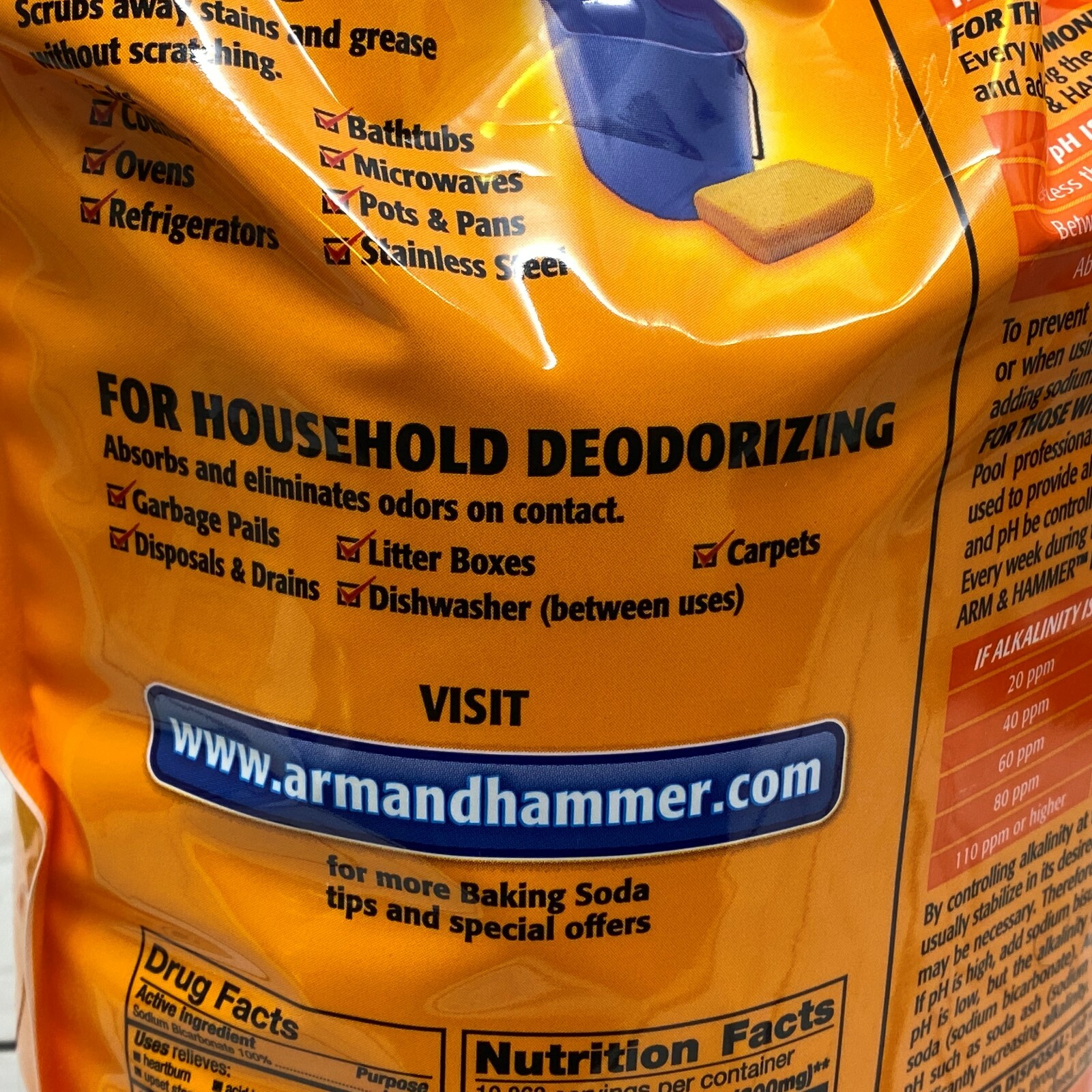 Arm & Hammer Pure Baking Soda Cleaning Pool Maintenance Laundry Odors 13.5 lbs