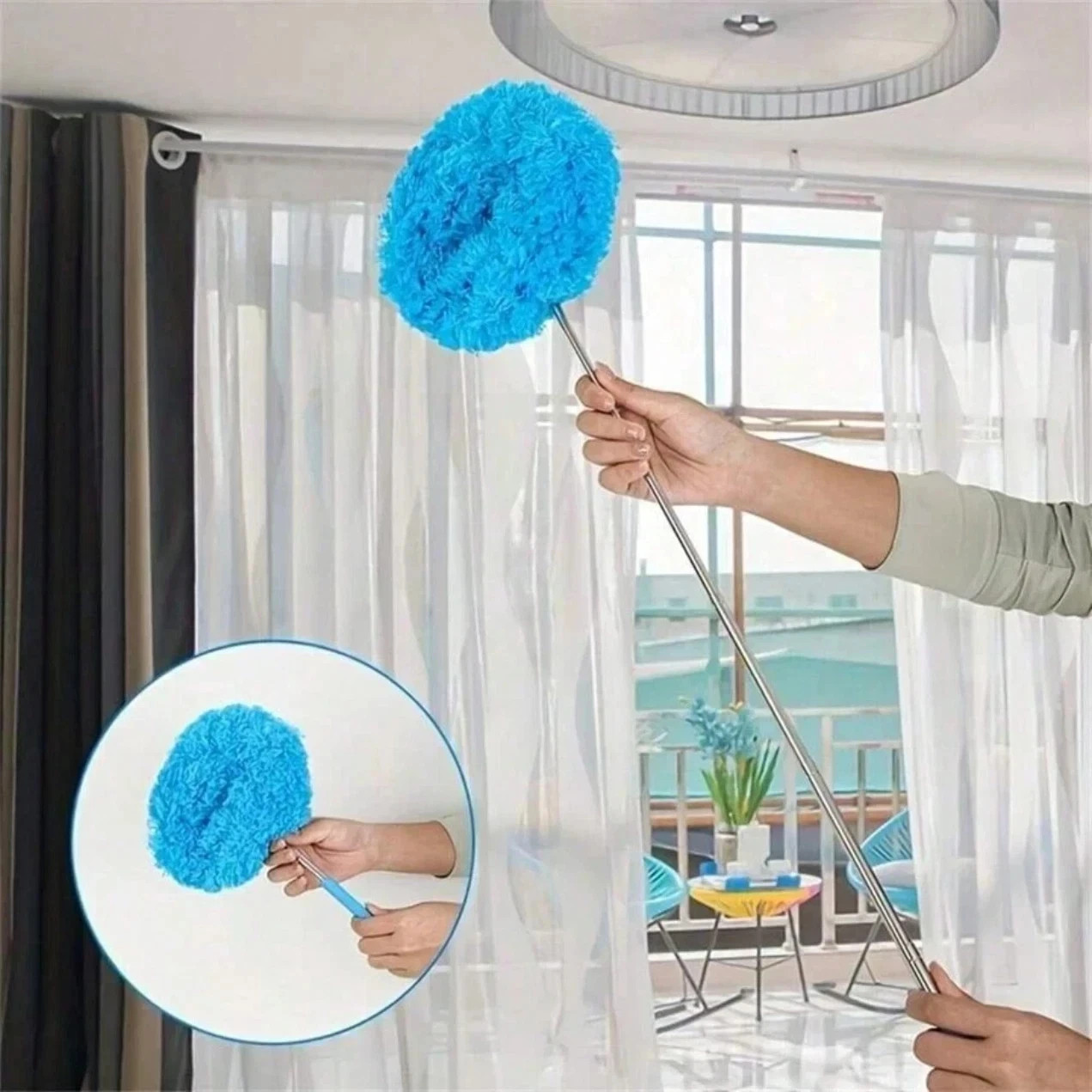 Ceiling Fan Cleaner Duster Reusable Microfiber Long Handle Washable Cleaner**
