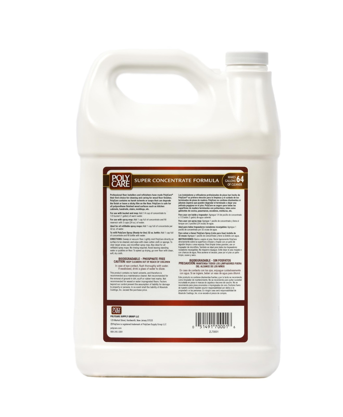 PolyCare Hardwood Floor Cleaner Super Concentrate – 128 Fl Oz – Fresh- Dilute