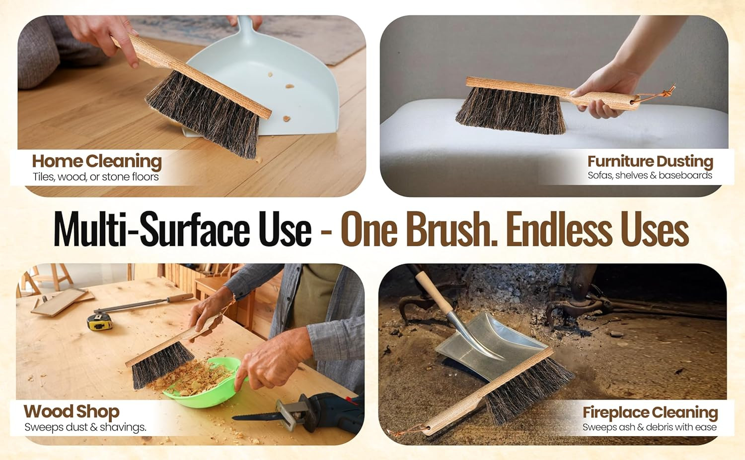Dustpan Bench Woodworking Brush-Usa 13 Inch Horsehair Brushes Are Used for Count