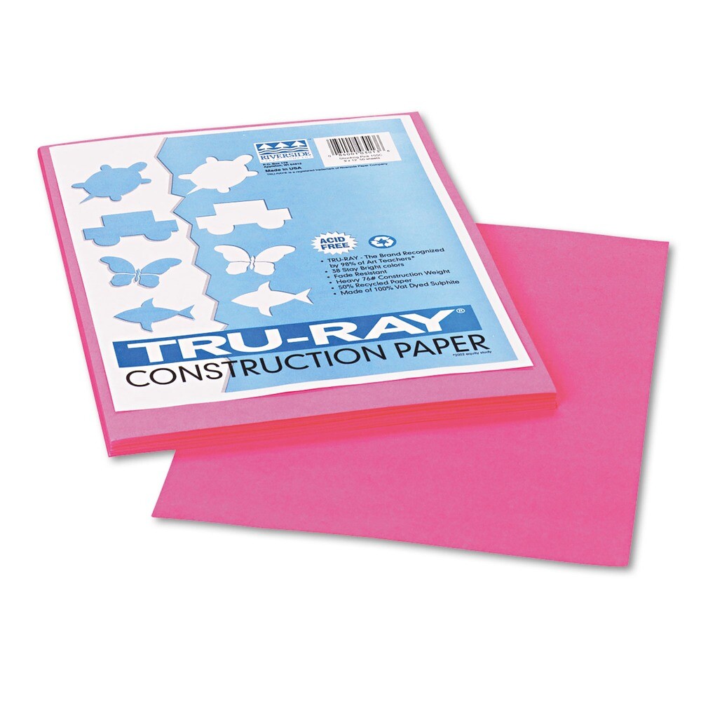 Pacon 103013 Tru-Ray 9″ x 12″ Construction Paper – Shocking Pink (50/PK) New