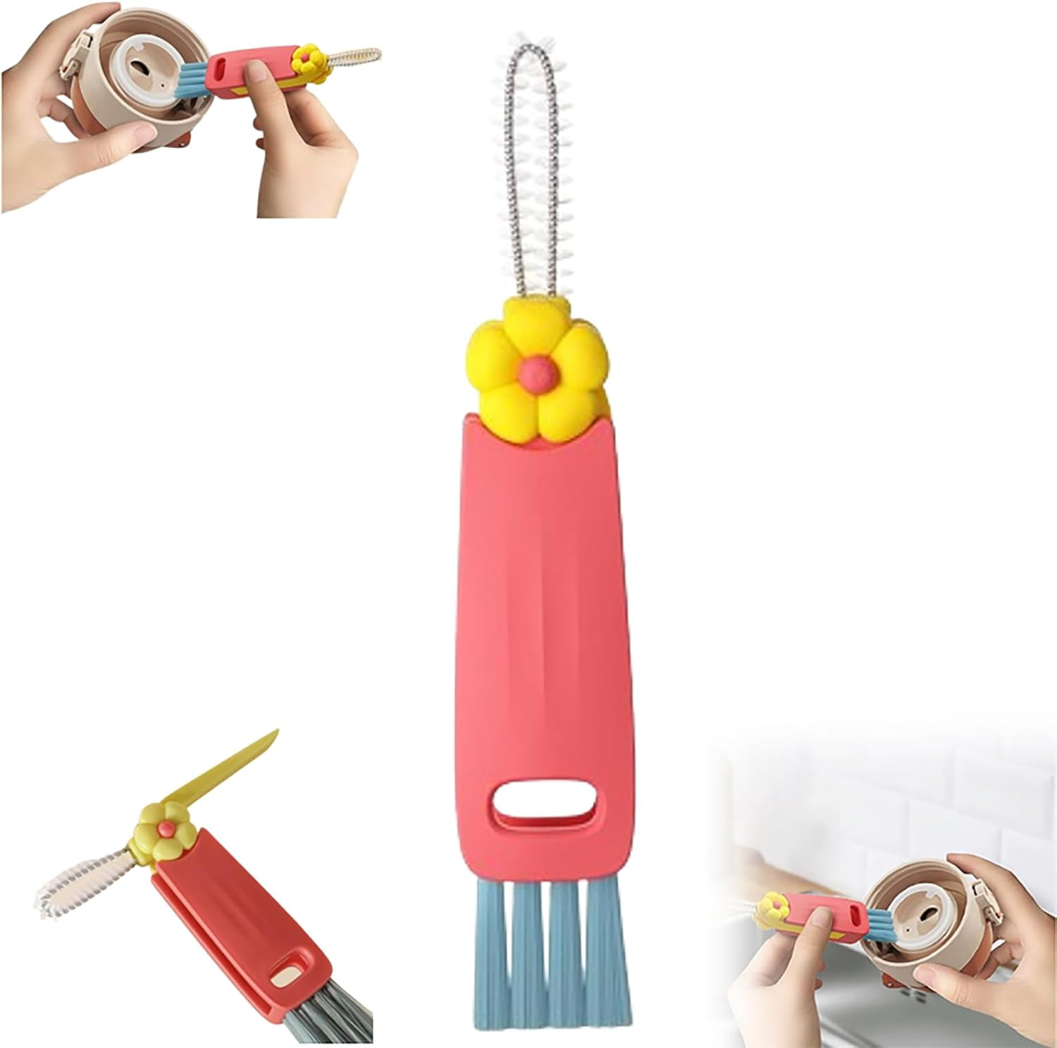 3 in 1 Cup Lid Cleaning Brush, 2025 Upgrade Cups Cleanings Brushs Portable Crevi