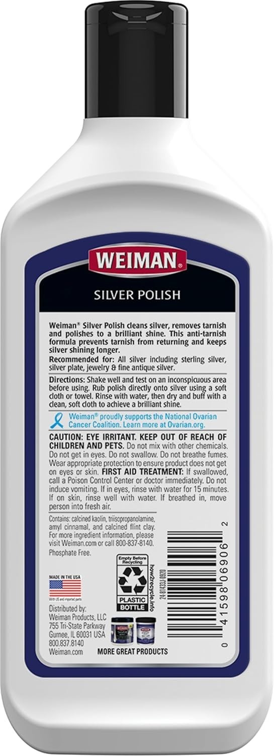 Effective 8 oz Anti-Tarnish Silver Cleaner for Jewelry & Fine Metal Care