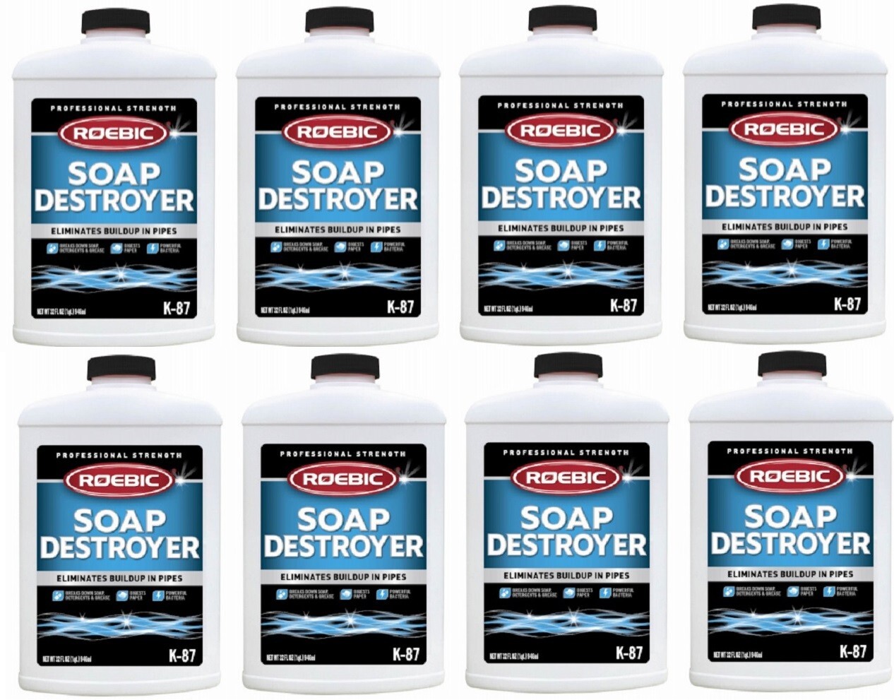 Roebic K-87 32oz SGP Soap Destroyer Digester Drain Septic Tank Cleaner – 8 Pack