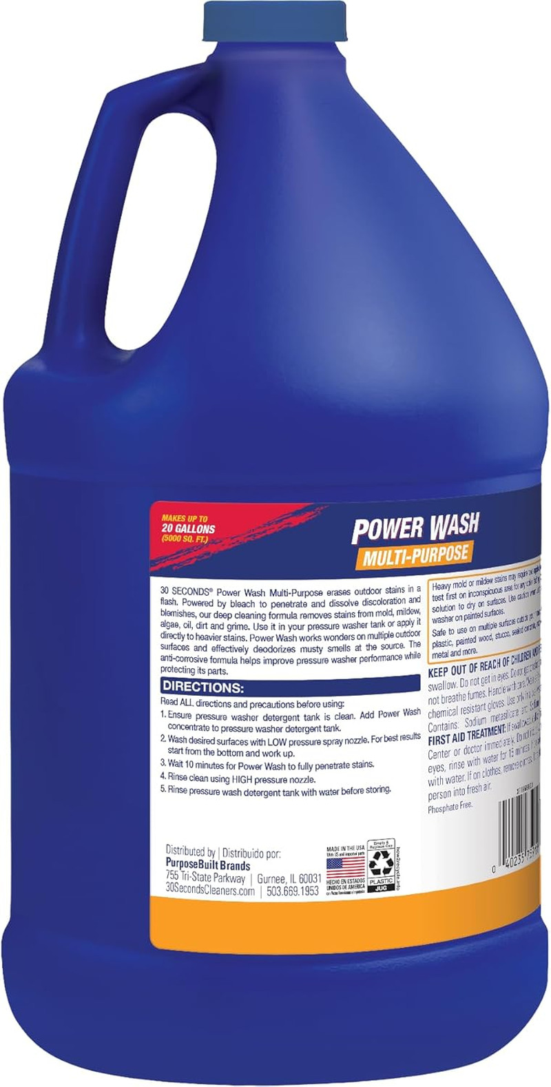 Pressure Washer Concentrated Cleaner – Power Cleans Stains from Algae, Mold & Mi
