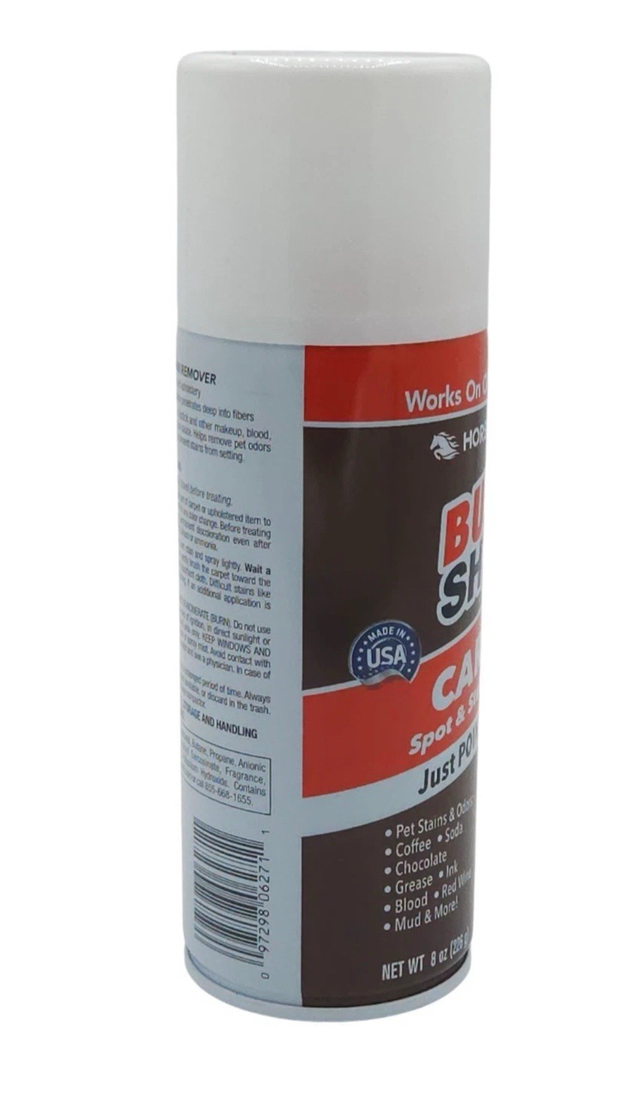 Horsepower Bull Shot Carpet & Upholstery Spot & Stain Remover 8 oz ASTV
