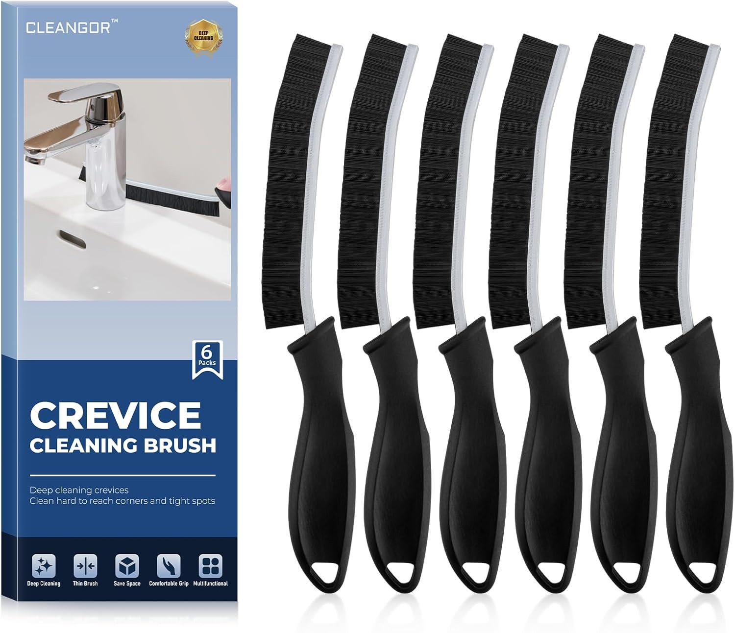 Crevice Cleaning Brushes, Cleaner Scrub Brush Tool for Hard to Reach Tight Space