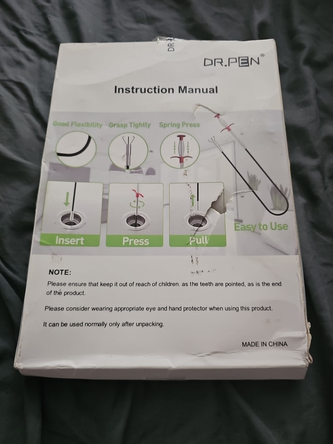 Dr.Pen Drain Cleaning Tools 2 In 1 Extending Grabber / Clog Puller NEW OPEN BOX