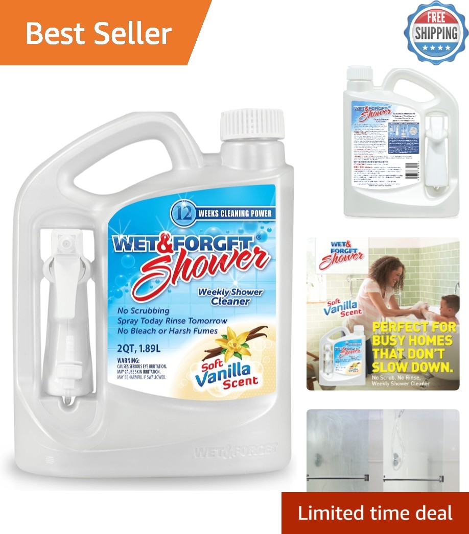 Weekly Shower Cleaner – 64 Oz No-Scrub Formula with Invigorating Vanilla Scent