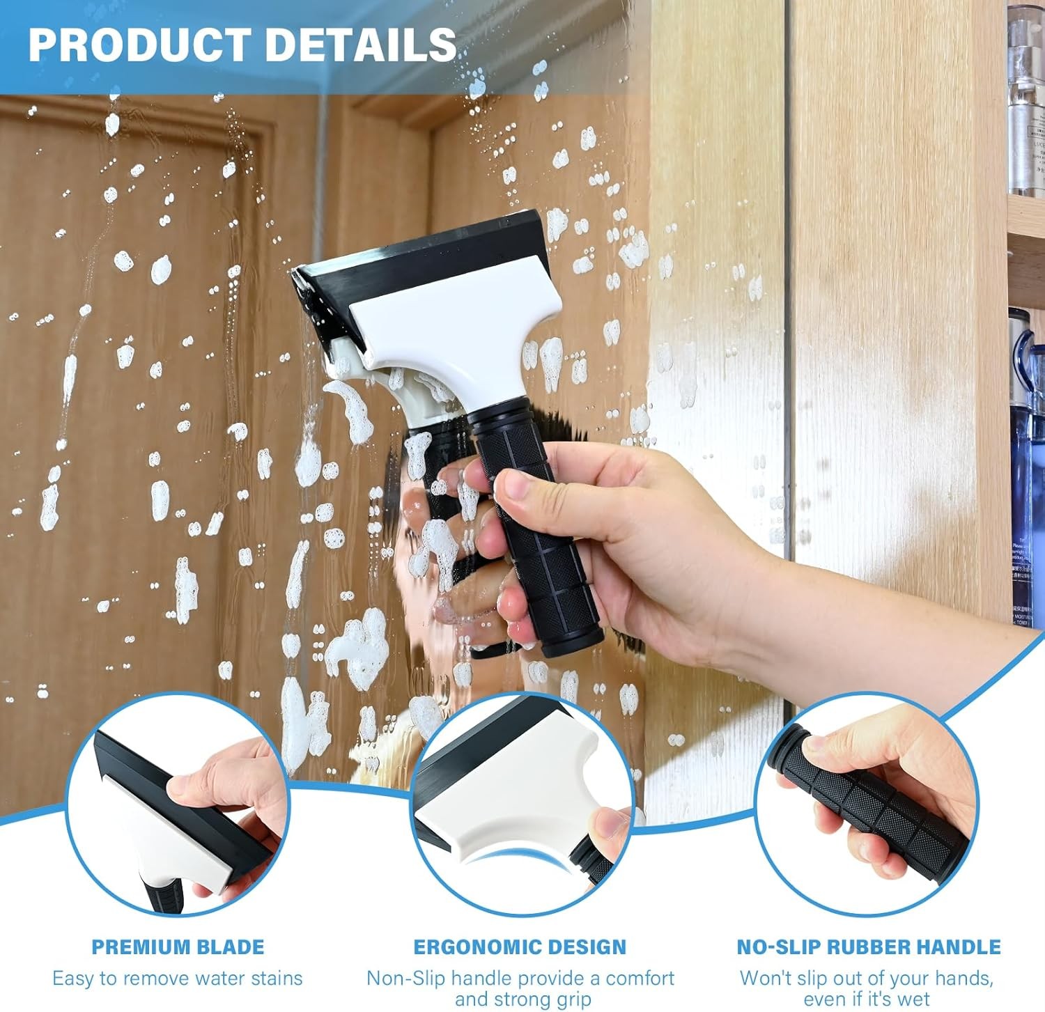 2PCS Small Rubber Squeegee Ice Scraper Window Shower Squeegee,Auto Water Blade