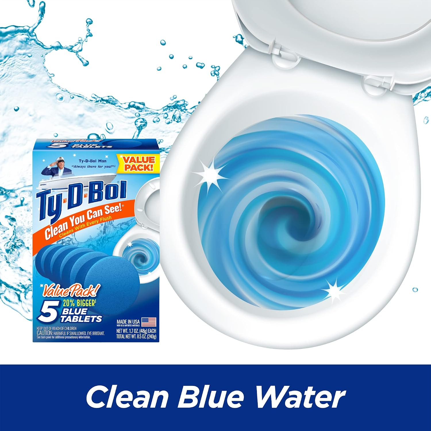 Ty-D-Bol Toilet Bowl Cleaner Tablets, Bleach-Free, 5 Pack | Automatic Drop-In, R