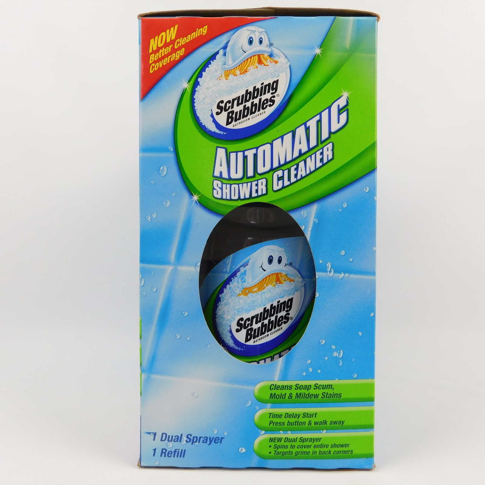 Scrubbing Bubbles Automatic Shower Cleaner Sealed One Button Dual Spray NEW