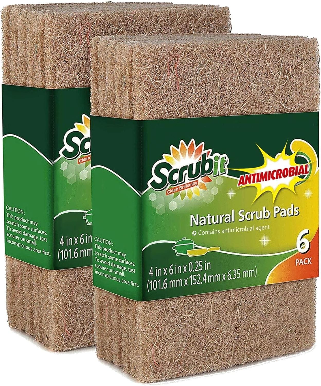 Natural Scouring Pads (12 Pack) – Eco Friendly Scrubbing Pads for Kitchen