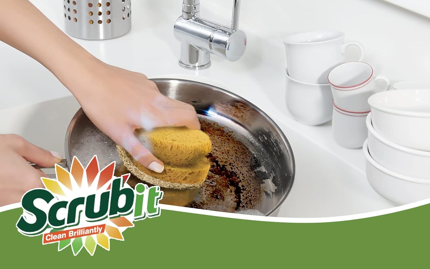 Natural Scouring Pads, Eco Friendly Scrubbing Sponges for Kitchen Cleaning and