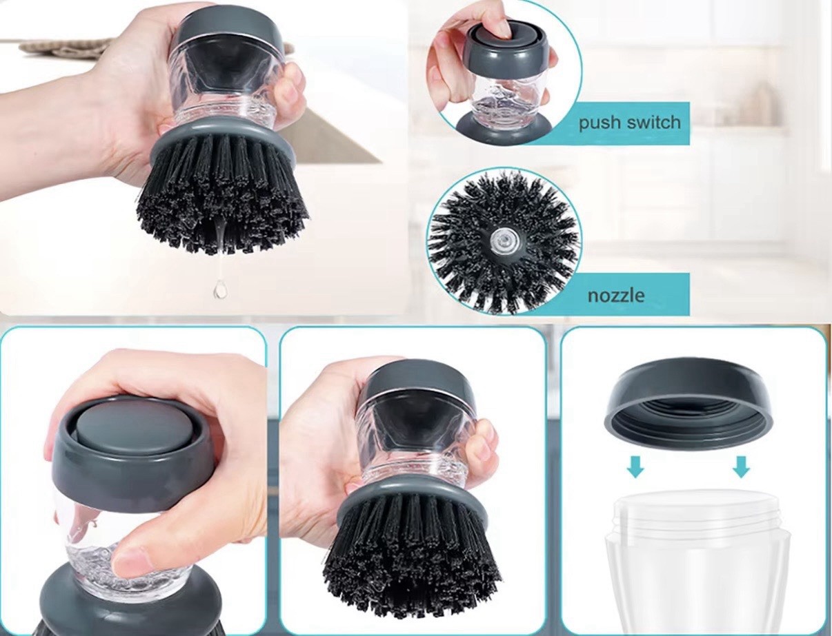 2 Piece Kitchen Brush with Bracket for Cleaning Pot,Soap Palm Brush Storage Set
